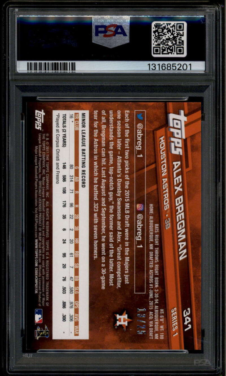 2017 Topps Memorial Day Camo 341 Alex Bregman Rookie RC 13/25 PSA 8 NM-MT