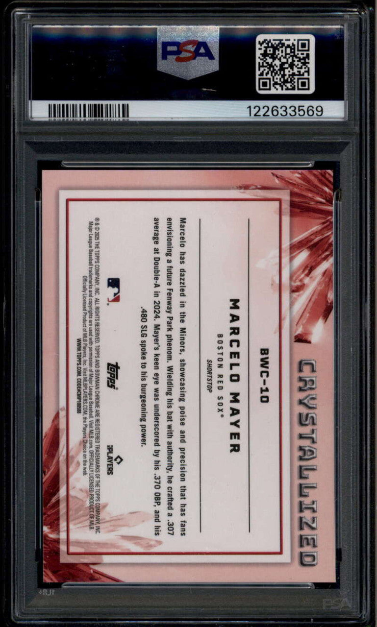 2025 Bowman Chrome Crystallized Orange Refractor Marcelo Mayer RC 6/25 PSA 9