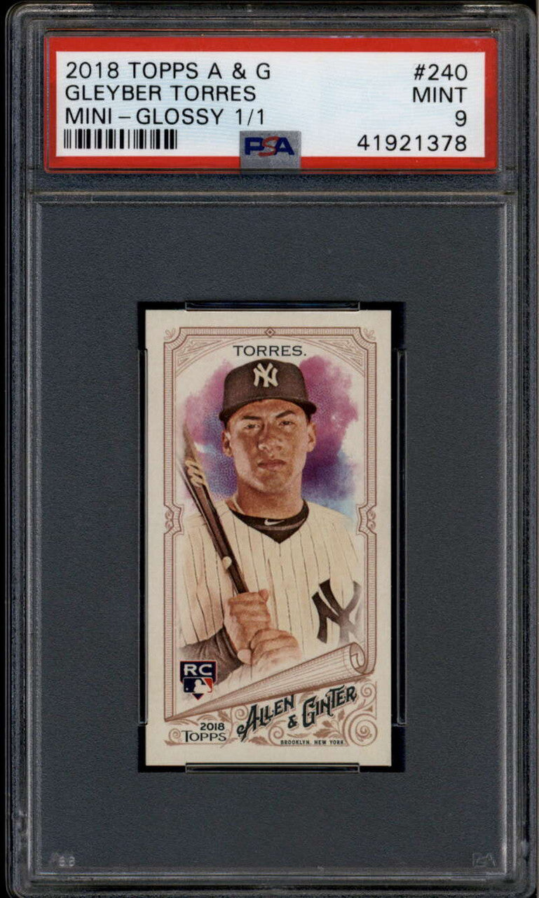 2018 Topps Allen and Ginter Mini Glossy 240 Gleyber Torres Rookie RC 1/1 PSA 9