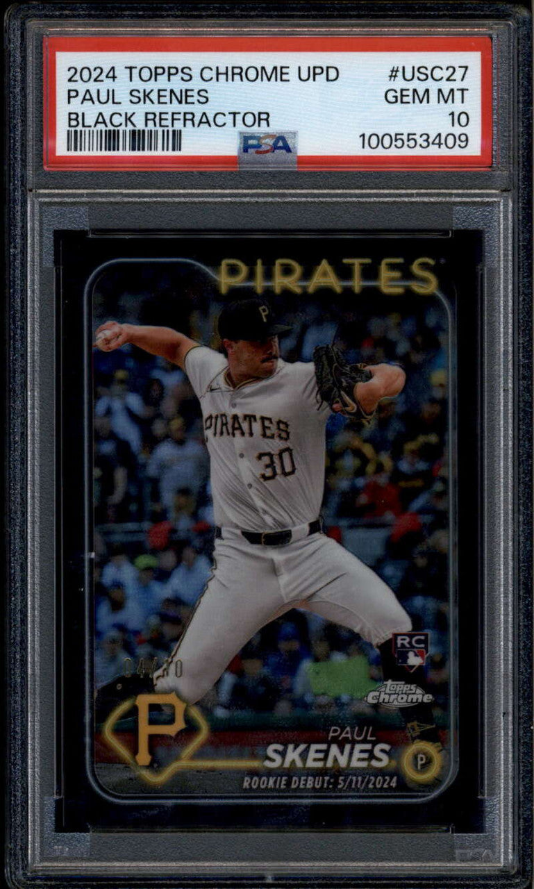 2024 Topps Chrome Update Black Refractor Paul Skenes Rookie Debut RC 4/10 PSA 10