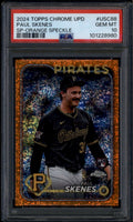 2024 Topps Chrome Variation Orange Speckle Refractor Paul Skenes RC 25 SP PSA 10