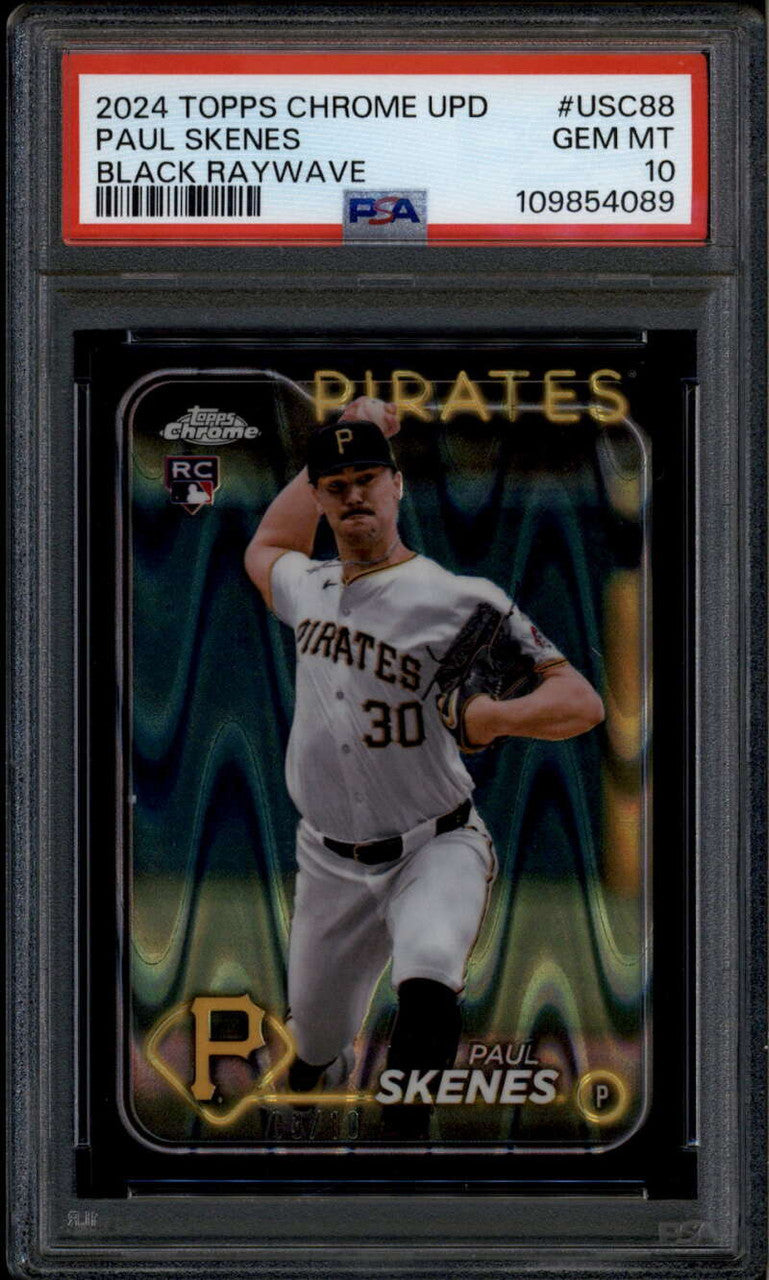 2024 Topps Chrome Update Black RayWave Refractor Paul Skenes Rookie RC 3/10 PSA