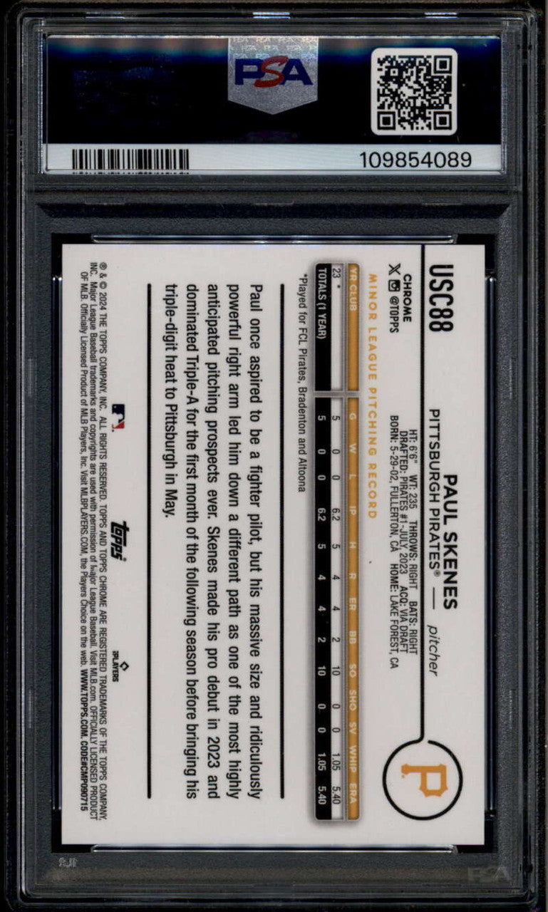 2024 Topps Chrome Update Black RayWave Refractor Paul Skenes Rookie RC 3/10 PSA
