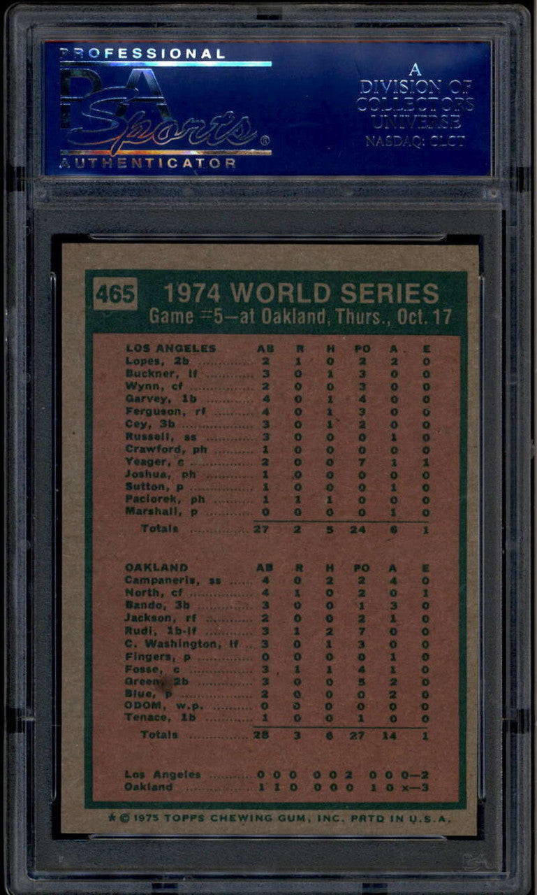 1975 Topps 465 World Series Game 5 Joe Rudi PSA 8 NM-MT