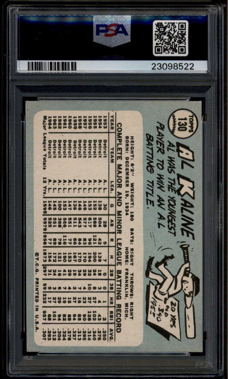 1965 Topps 130 Al Kaline PSA 6 EX-MT