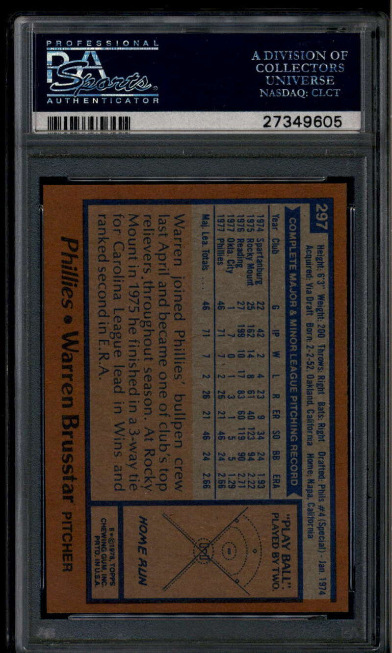 1978 Topps 297 Warren Brusstar Rookie RC PSA 10 GEM MT 27349605