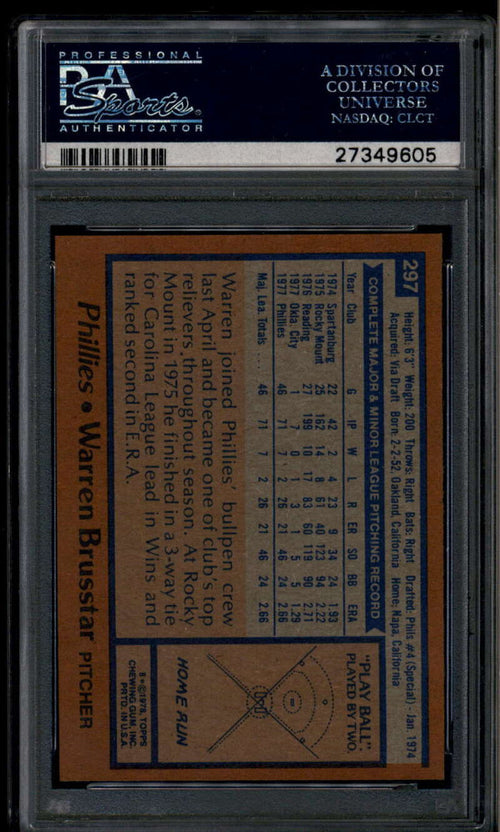 1978 Topps 297 Warren Brusstar Rookie RC PSA 10 GEM MT 27349605