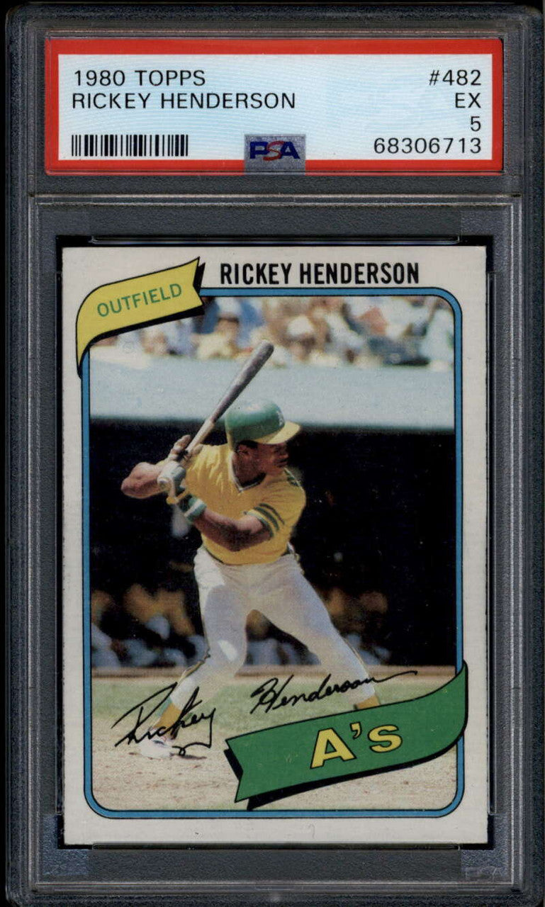 SOLD 185572 1980 Topps 482 Rickey Henderson UER Rookie RC PSA 5 EX