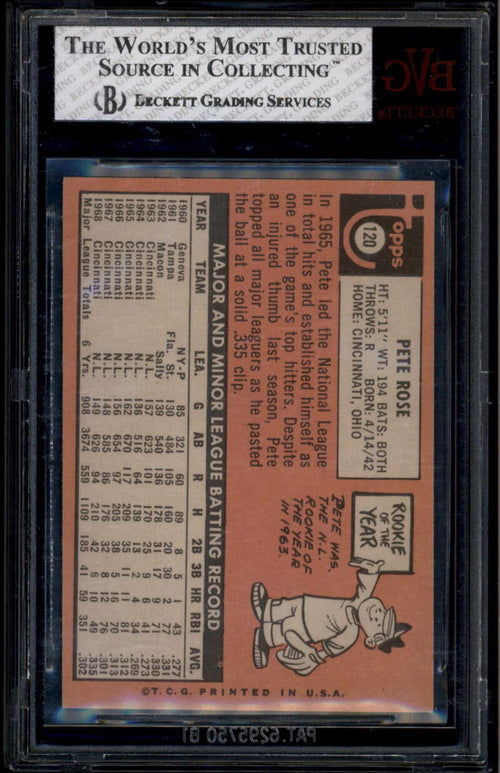 1969 Topps 120 Pete Rose BVG BGS 6.5 EX-MT+