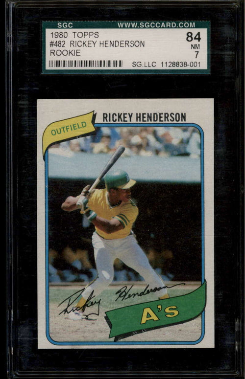 1980 Topps 482 Rickey Henderson UER Rookie RC SGC 84 NM 7