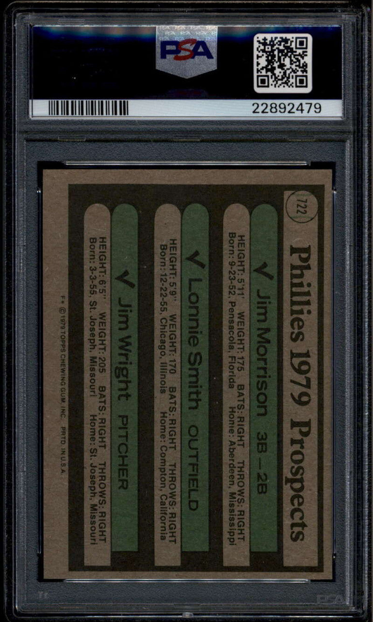 SOLD 185584 1979 Topps 722 Phillies Wright Morrison Lonnie Smith Rookie RC PSA 10 22892479