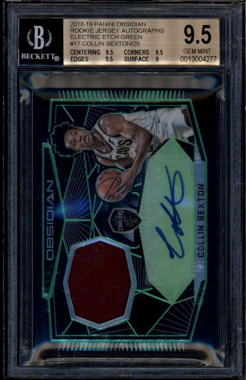 2018-19 Panini Obsidian Autograph Green Collin Sexton RC Jersey Auto /25 BGS 9.5