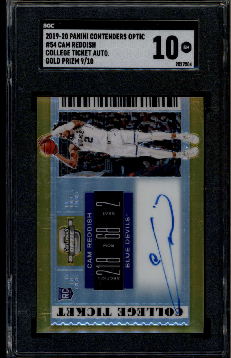 SOLD 185594 2019-20 Panini Contenders Optic Autograph Gold Cam Reddish Rookie Auto 9/10 SGC