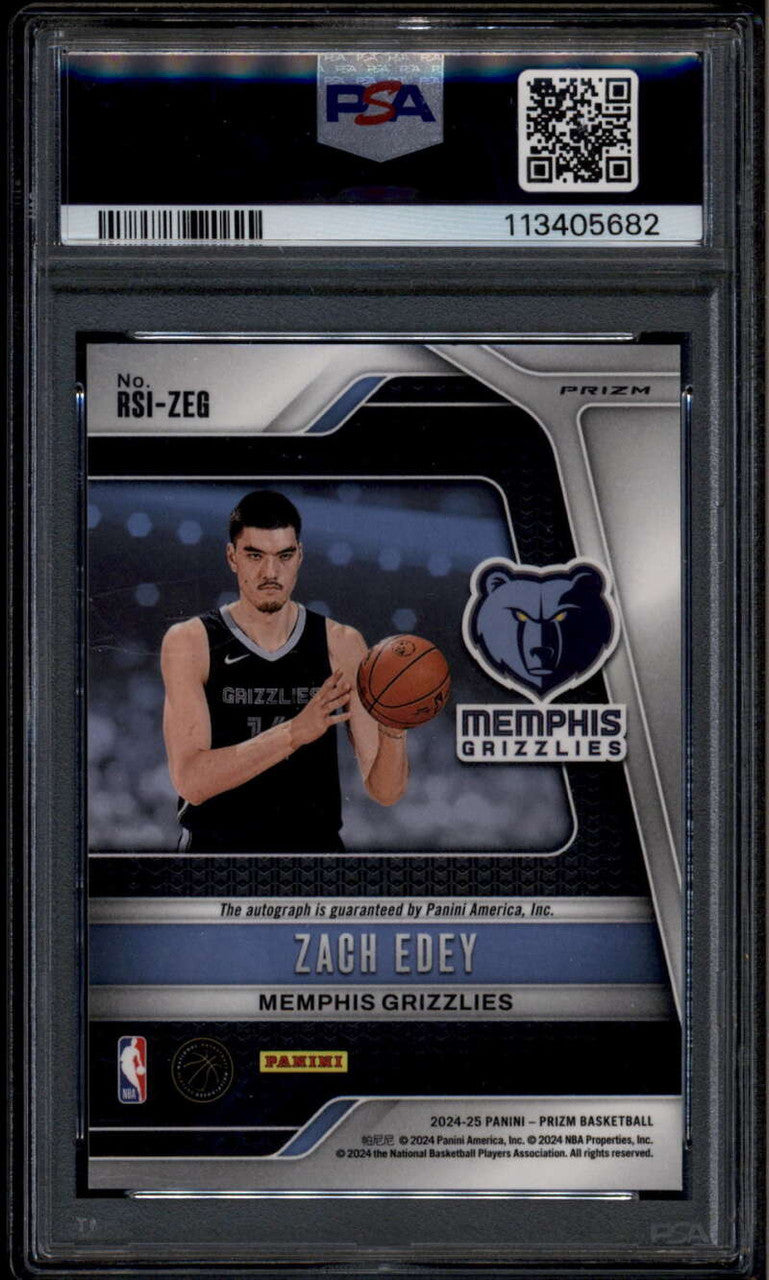 2024-25 Panini Prizm Rookie Signatures Prizms Choice 22 Zach Edey RC Auto PSA 9
