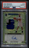 2020-21 Panini Obsidian Etch Yellow Flood 208 Cole Anthony RC Patch Auto PSA 10