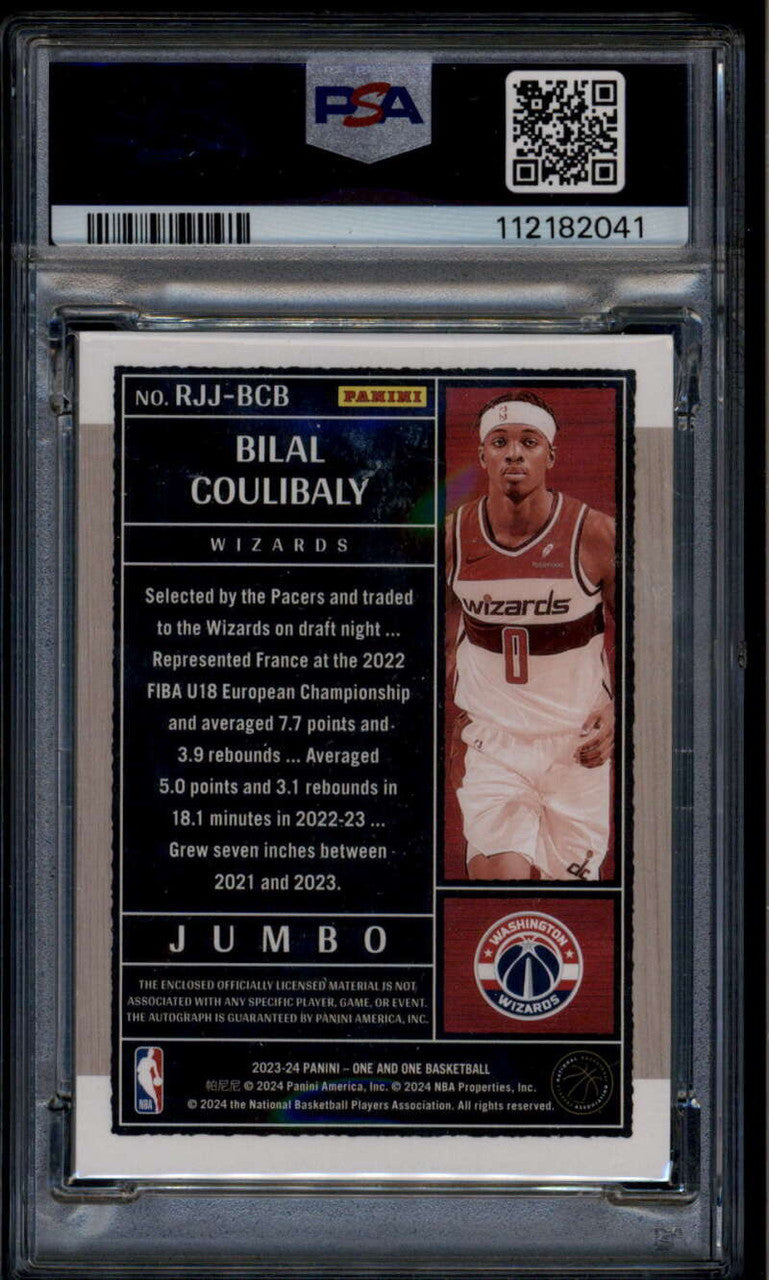 SOLD 185600 2023-24 Panini One Rookie Autographs Bilal Coulibaly RC Jersey Auto 12/99 PSA 10