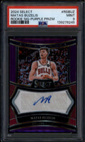 SOLD 185603 2024-25 Select Rookie Signatures Purple Prizms Matas Buzelis RC Auto 8/75 PSA 9