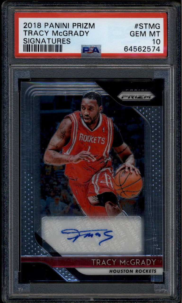 SOLD 185609 2018-19 Panini Prizm Signatures 58 Tracy McGrady Auto PSA 10 GEM MT