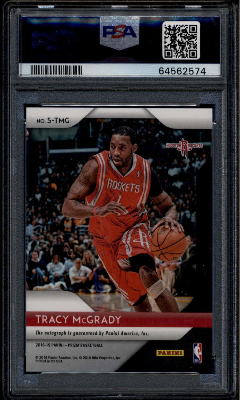 SOLD 185609 2018-19 Panini Prizm Signatures 58 Tracy McGrady Auto PSA 10 GEM MT