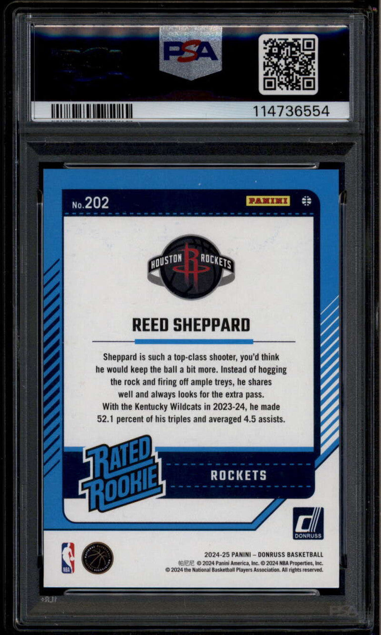 2024-25 Donruss Choice Red 202 Reed Sheppard RR Rated Rookie 36/99 PSA 9 MINT