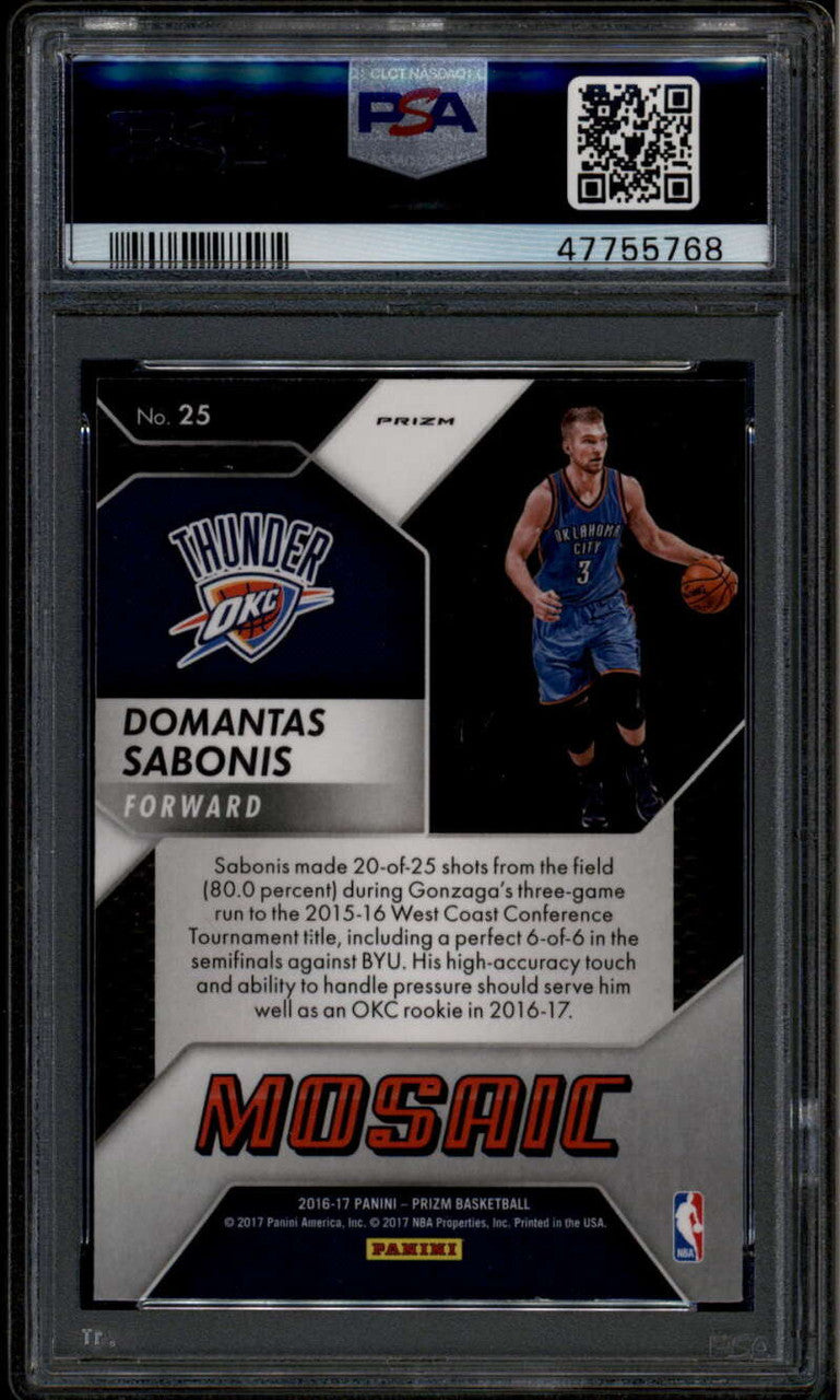 2016-17 Panini Prizm Mosaic 25 Domantas Sabonis Rookie RC PSA 10 GEM MT