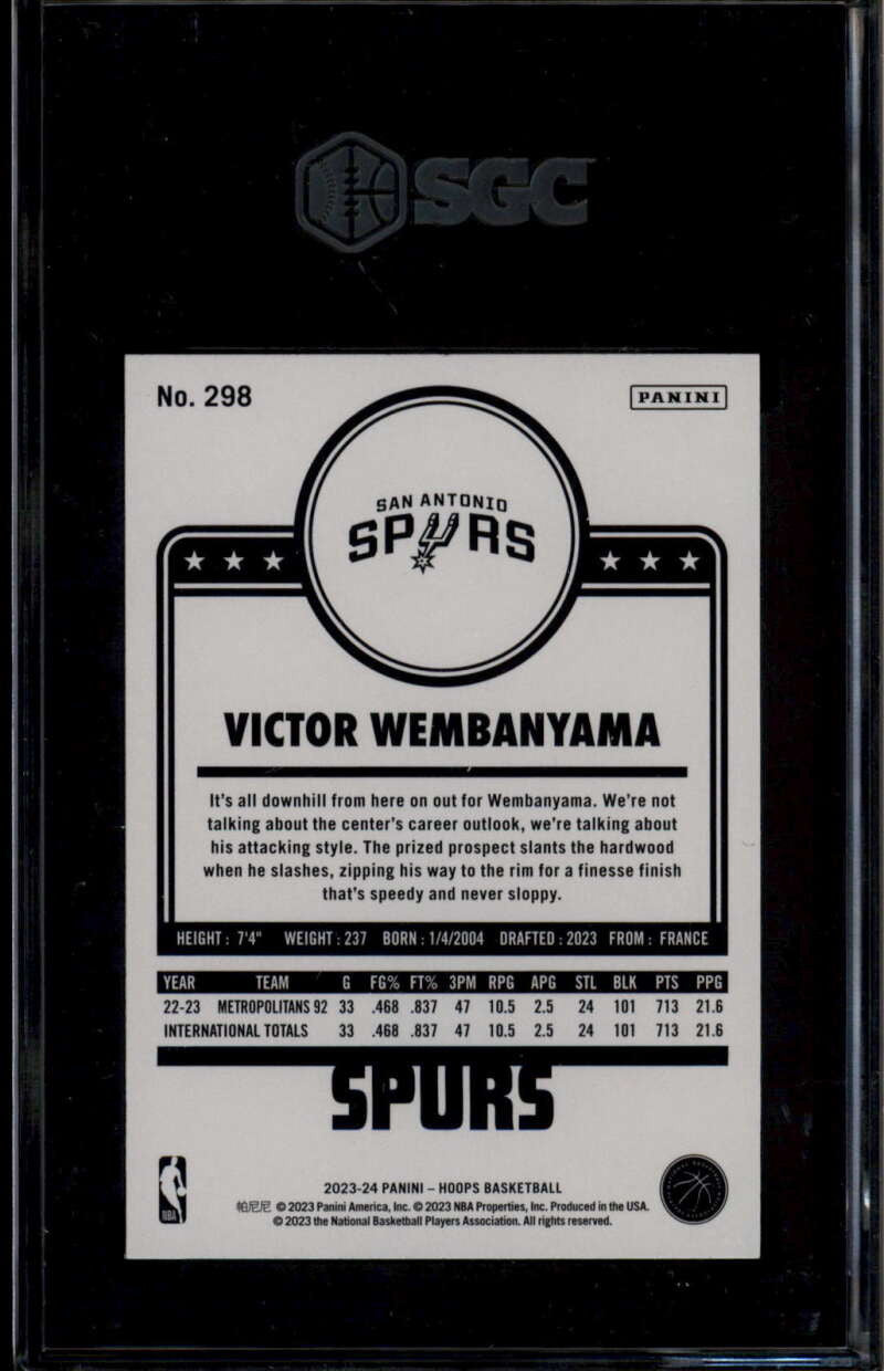 SOLD 185659 2023-24 Hoops 298 Victor Wembanyama Rookie RC SGC 10 GM 8383942
