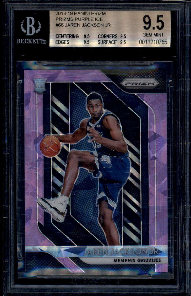 2018-19 Panini Prizm Prizms Purple Ice 66 Jaren Jackson Jr RC 52/149 BGS 9.5 GEM