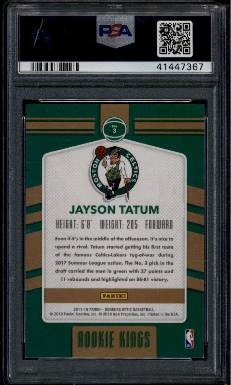 2017-18 Donruss Optic Rookie Kings 3 Jayson Tatum Rookie RC PSA 9 MINT