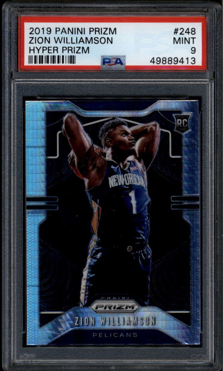 2019-20 Panini Prizm Prizms Hyper Refractor 248 Zion Williamson Rookie RC PSA 9