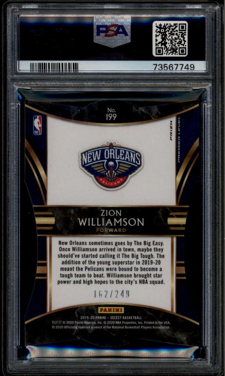 2019-20 Select Prizm Blue Die Cut Refractor 199 Zion Williamson RC 162/249 PSA 9