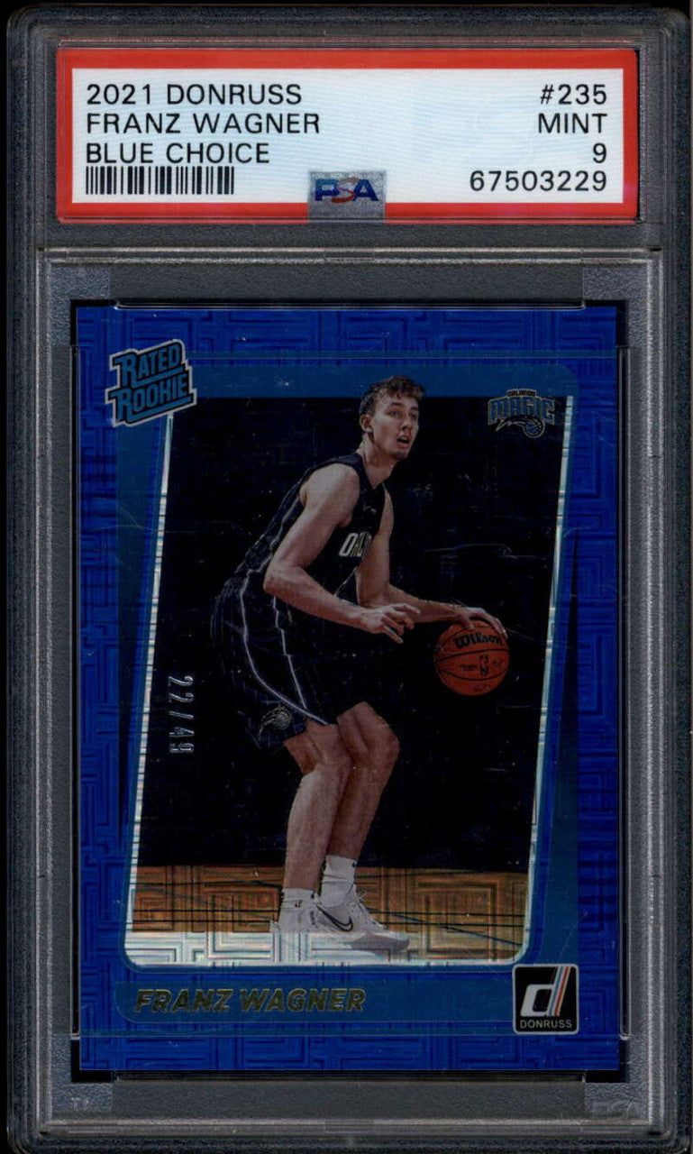 2021-22 Donruss Choice Blue 235 Franz Wagner RR Rated Rookie RC 22/49 PSA 9 MINT
