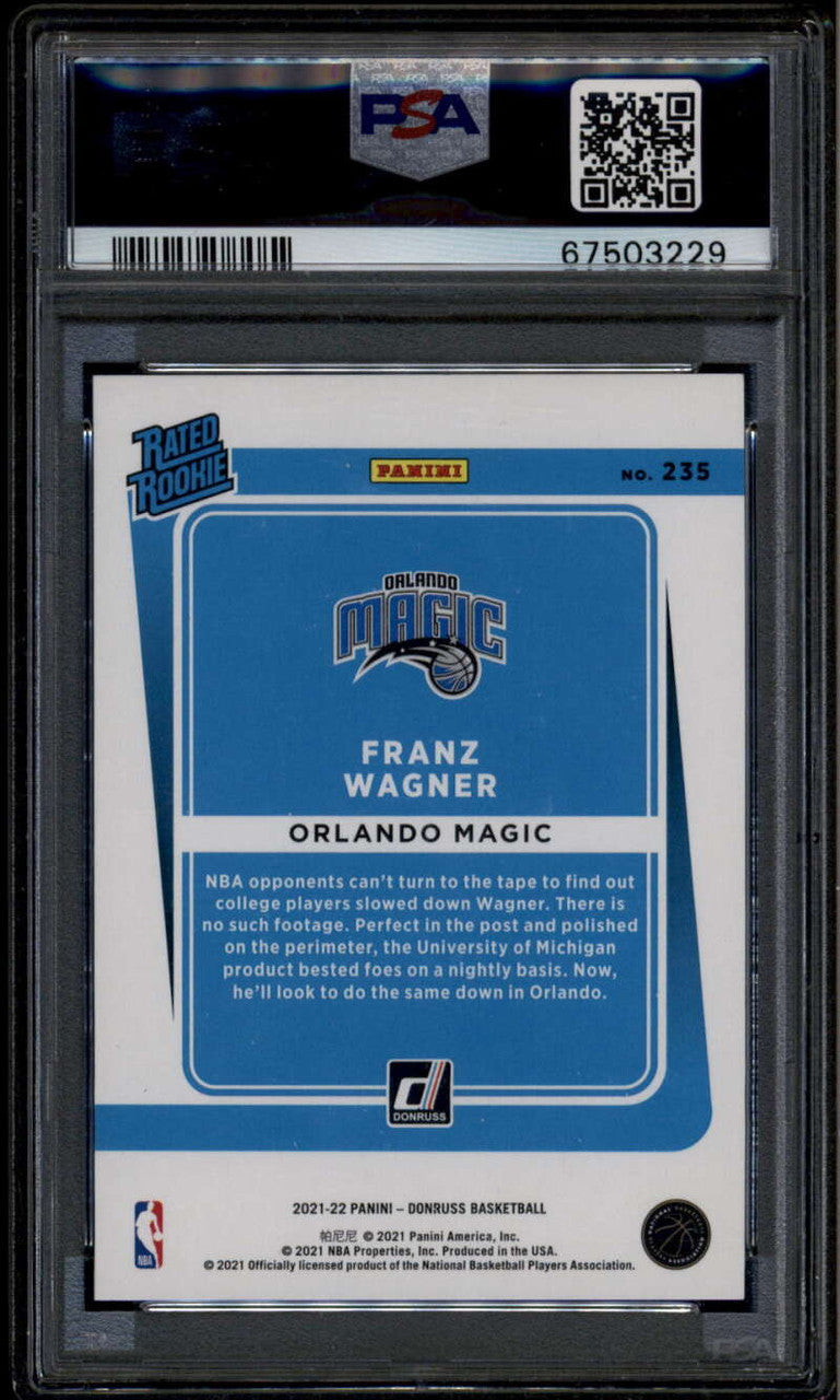 2021-22 Donruss Choice Blue 235 Franz Wagner RR Rated Rookie RC 22/49 PSA 9 MINT