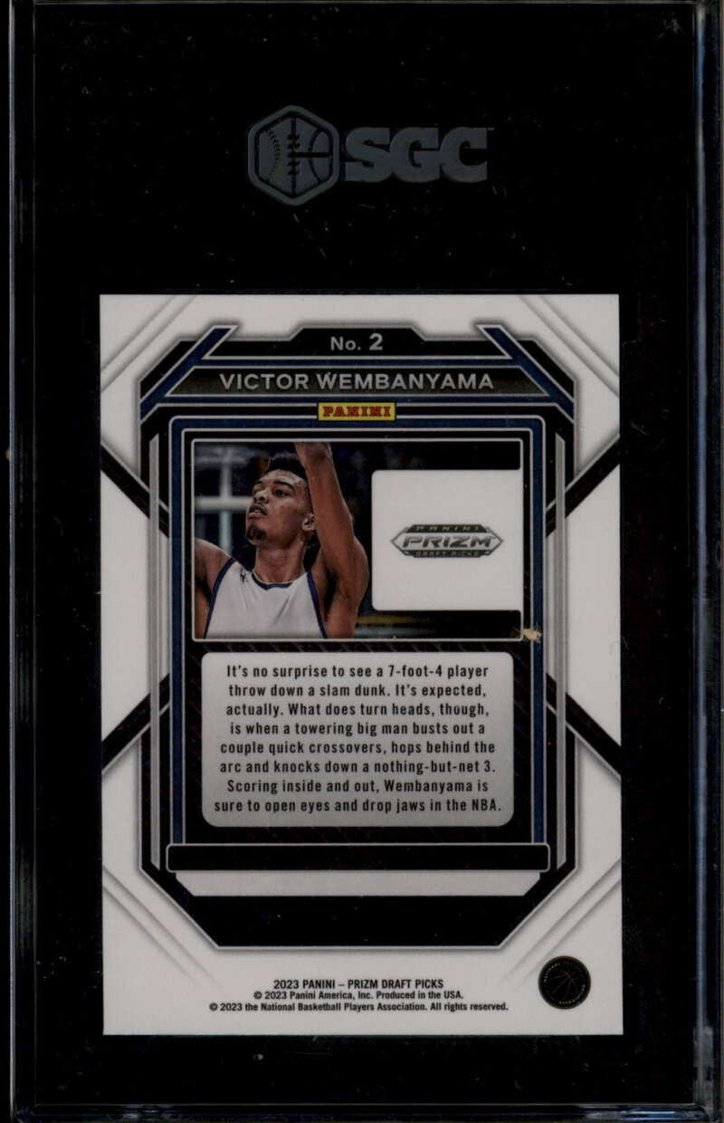 2023-24 Panini Prizm Draft Picks 2 Victor Wembanyama Rookie RC SGC 10 GM 0580050