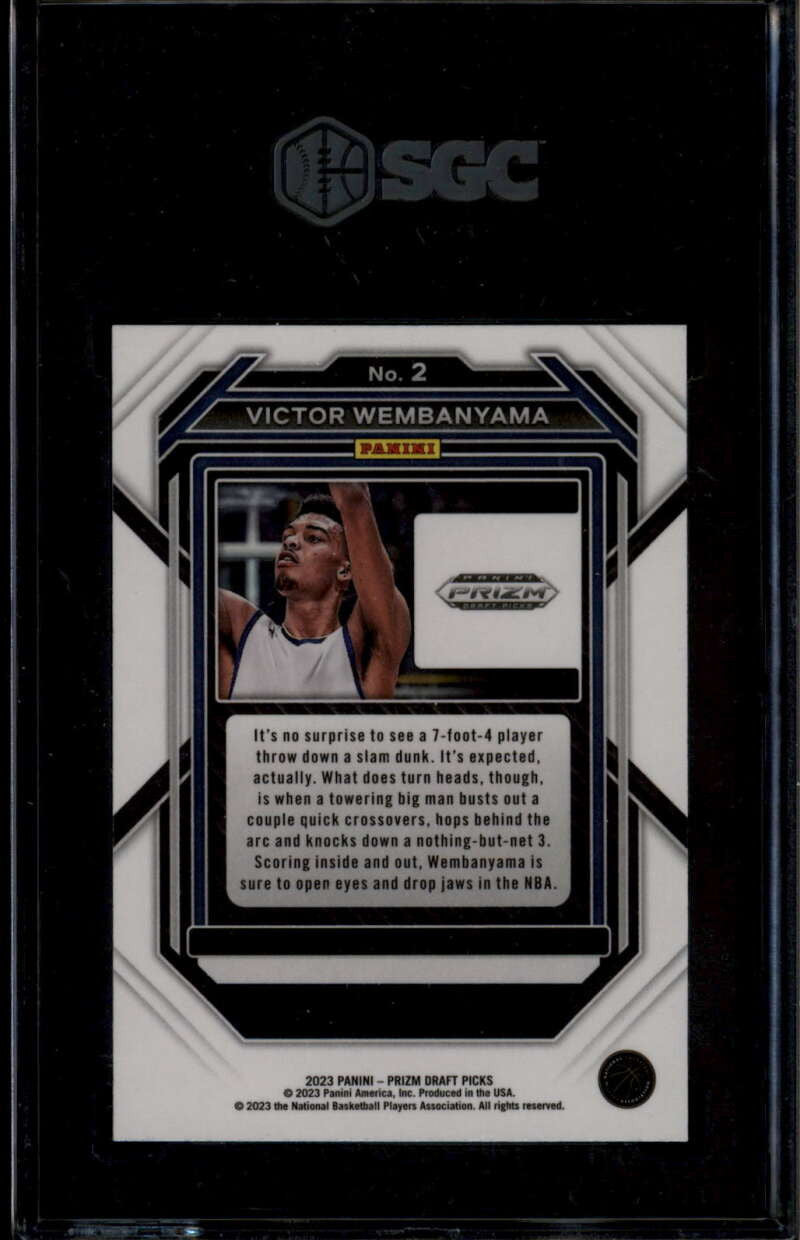 2023-24 Panini Prizm Draft Picks 2 Victor Wembanyama Rookie RC SGC 10 GM 2099401