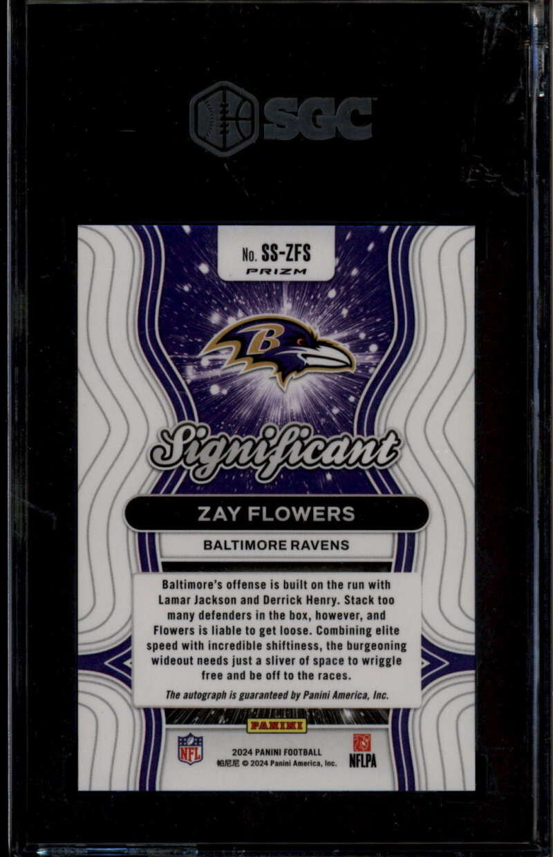 2024 Panini Prizm Significant Signatures 26 Zay Flowers Auto SGC 9.5 MT+ 10