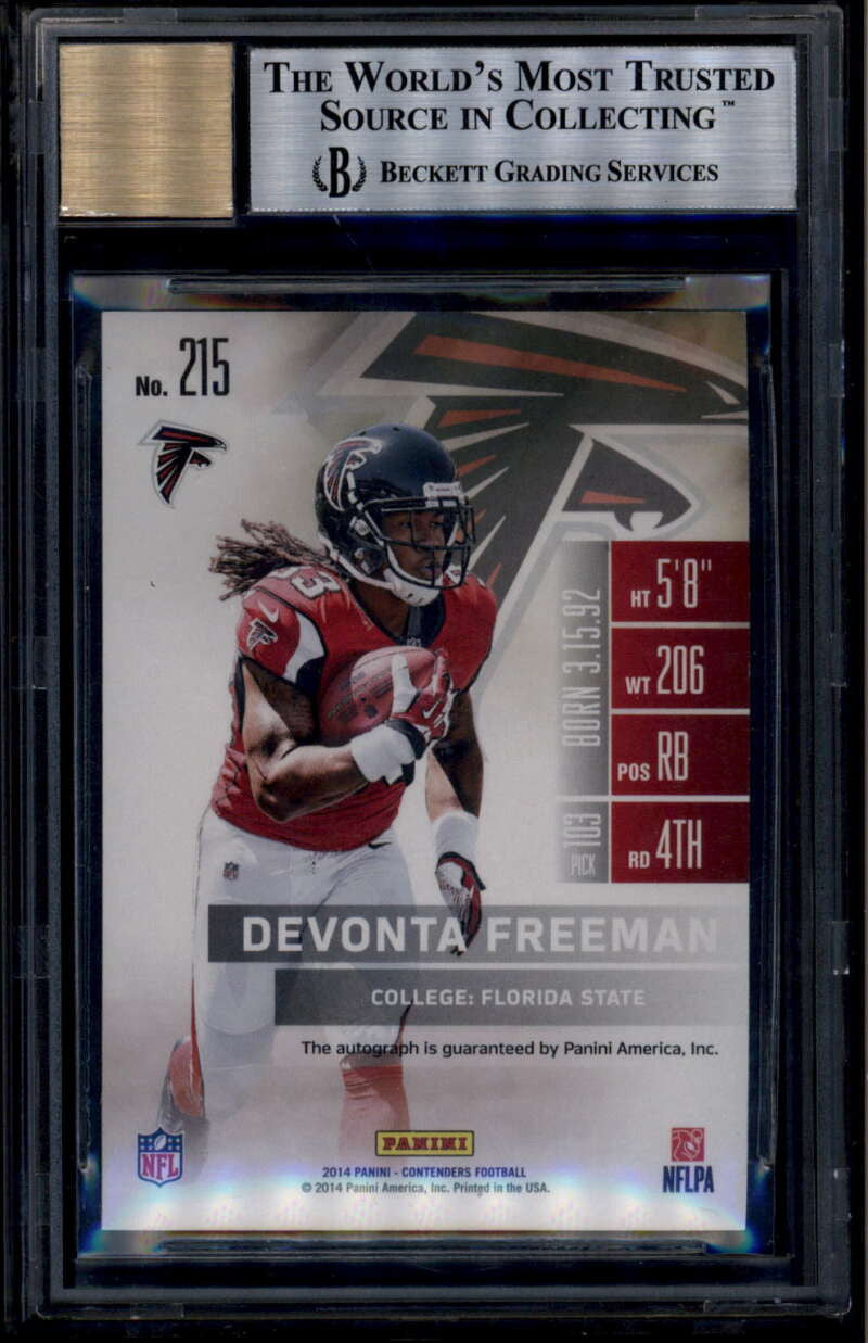 2014 Panini Contenders Championship Ticket 215c Devonta Freeman RC Auto /5 BGS 9