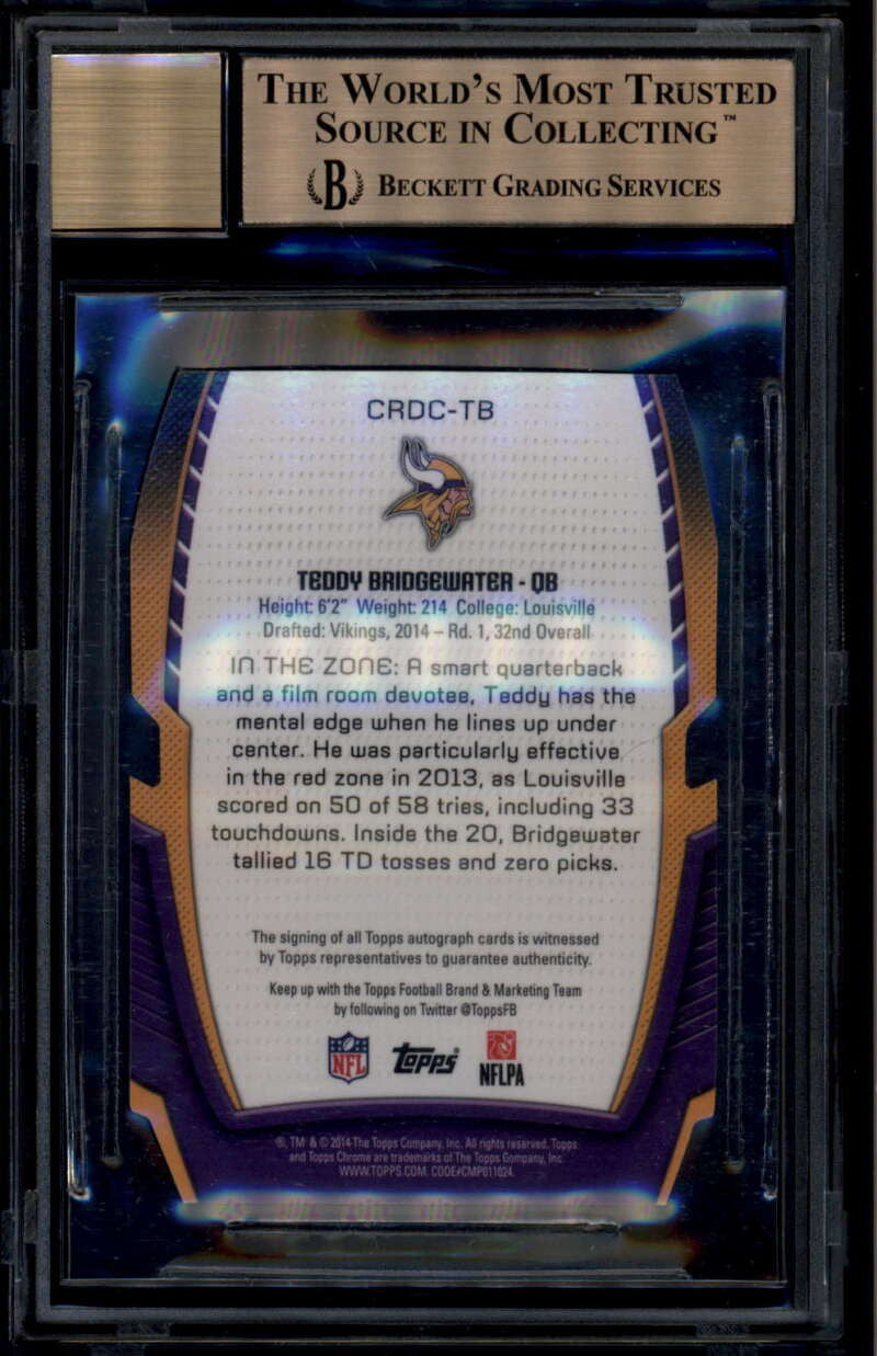 2014 Topps Chrome Mini Die Cuts Autographs Teddy Bridgewater RC Auto /15 BGS 9.5