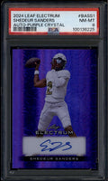 2024 Leaf Electrum Purple Crystals Shedeur Sanders Rookie RC Auto 4/7 PSA 8 NM