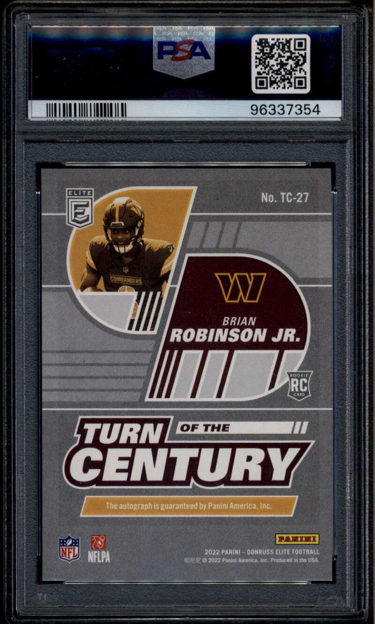 2022 Elite Turn of the Century Black Gold Brian Robinson Jr RC Auto 2/25 PSA 10