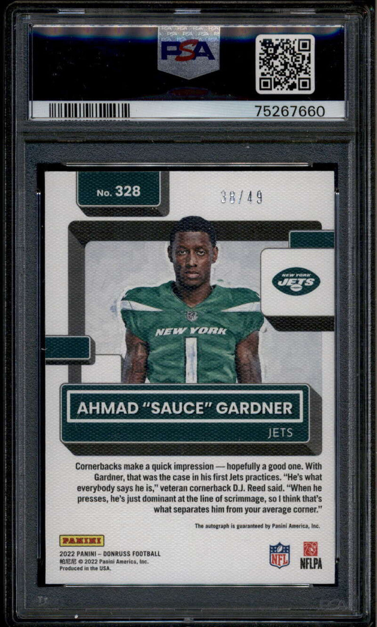2022 Donruss Rated Portrait Autographs 328 Ahmad Gardner RC Auto 38/49 PSA 10
