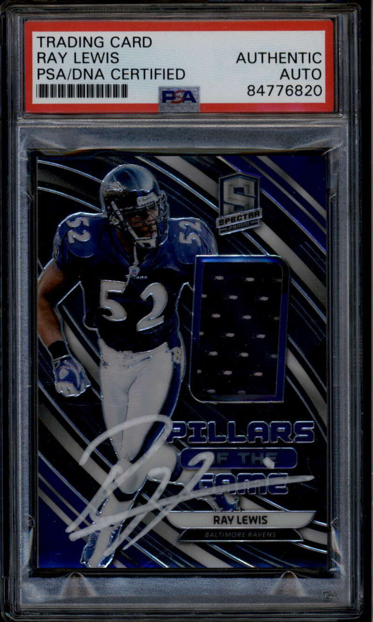 SOLD 185730 2019 Panini Spectra Pillars of Game Ray Lewis Jersey PSA/DNA Certified Auto /199