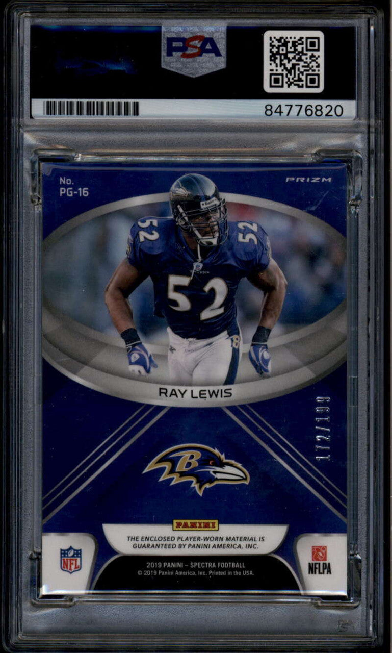 SOLD 185730 2019 Panini Spectra Pillars of Game Ray Lewis Jersey PSA/DNA Certified Auto /199