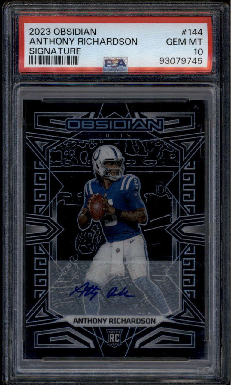 2023 Panini Obsidian Signatures 144 Anthony Richardson Rookie RC Auto PSA 10 GEM