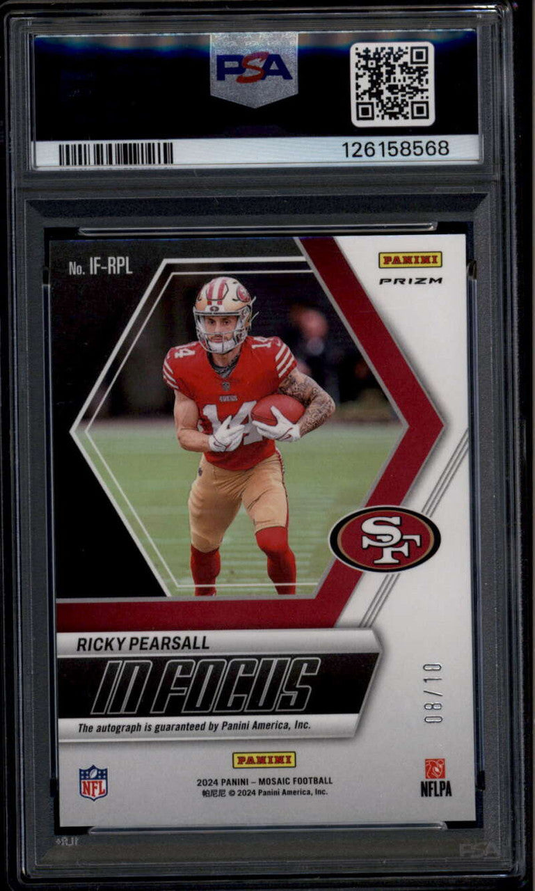 2024 Panini Mosaic In Focus Signatures Gold 8 Rickey Pearsall RC Auto 8/10 PSA 9