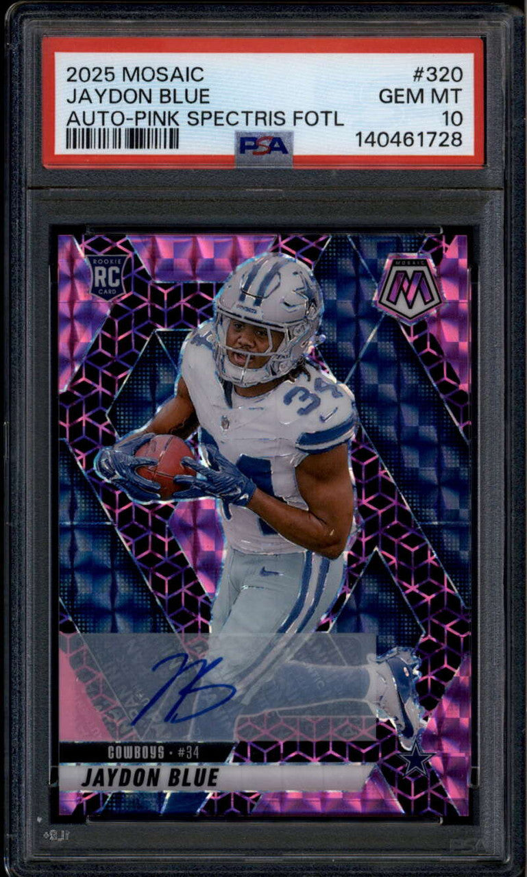 2025 Panini Mosaic Rookie Autograph Pink Spectris Jaydon Blue RC Auto /30 PSA 10
