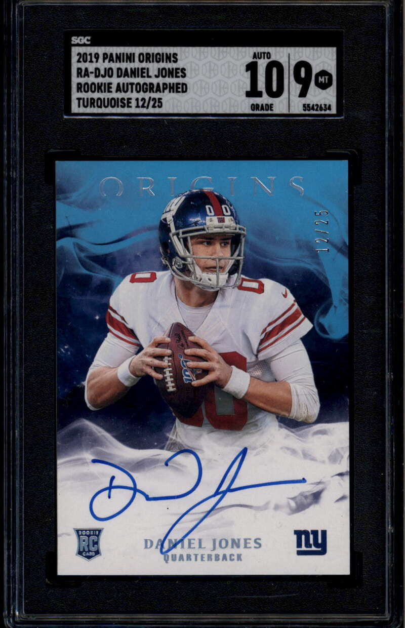 2019 Panini Origins Rookie Autographs Turquoise Daniel Jones RC Auto 12/25 SGC 9