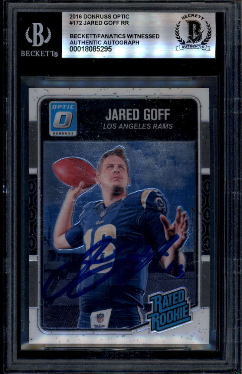 2016 Donruss Optic 172 Jared Goff RR Rated Rookie RC Beckett BAS Witnessed Auto