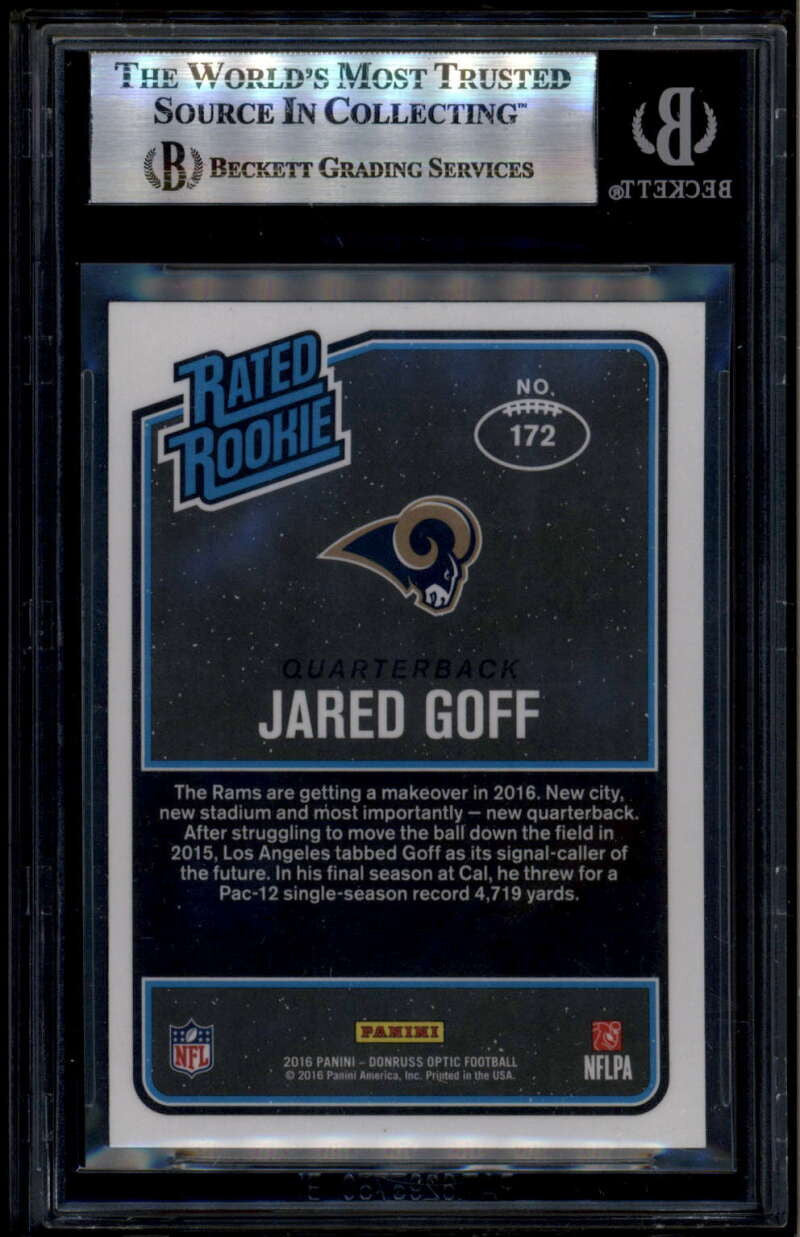 2016 Donruss Optic 172 Jared Goff RR Rated Rookie RC Beckett BAS Witnessed Auto