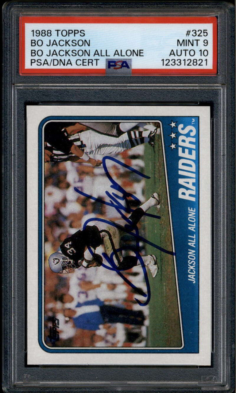 SOLD 185756 1988 Topps 325 Raiders TL Leaders Bo Jackson Rookie RC PSA 9 PSA/DNA 10 Auto