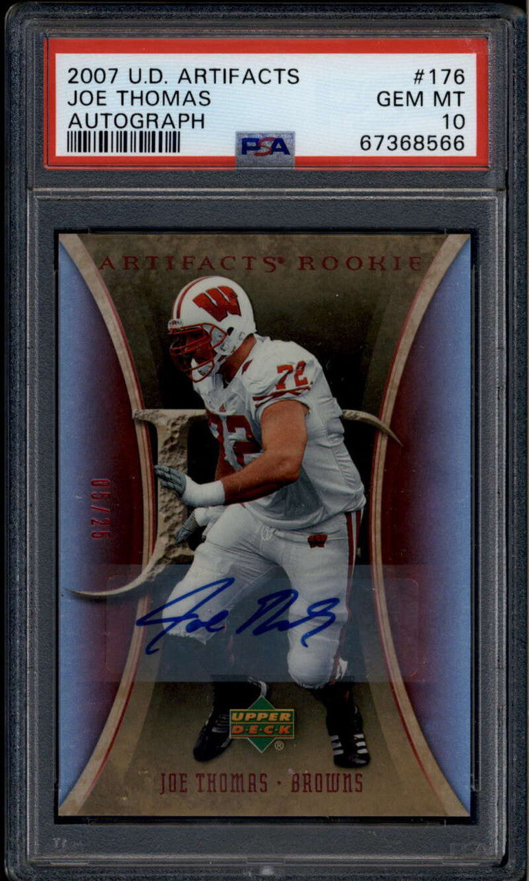 SOLD 185759 2007 Artifacts Rookie Autographs 176 Joe Thomas RC Auto 5/25 PSA 10 GEM MT